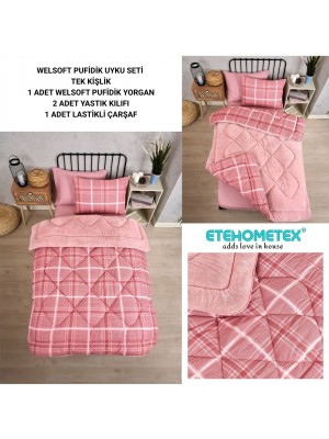 ETE HOMETEX TEK KİŞİLİK WELSOFT UYKU SETİ SAFİR PUDRA 8696474232020